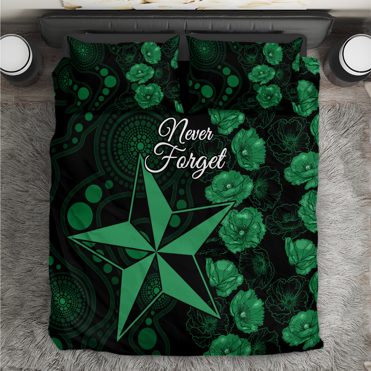 Stars Cricket Never Forget Custom Bedding Set ANZAC Day with Poppy Aboriginal - Vibe Hoodie Shop