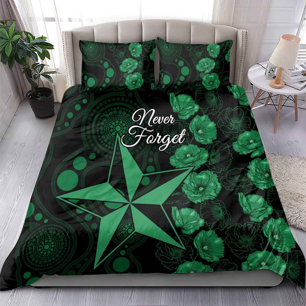 Stars Cricket Never Forget Custom Bedding Set ANZAC Day with Poppy Aboriginal - Vibe Hoodie Shop
