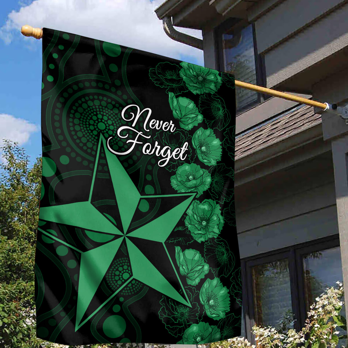 Stars Cricket Never Forget Custom Garden Flag ANZAC Day with Poppy Aboriginal - Vibe Hoodie Shop