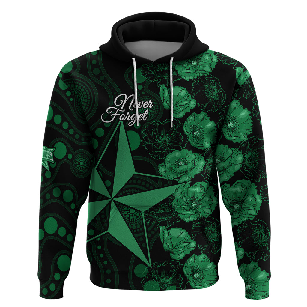 Stars Cricket Never Forget Custom Hoodie ANZAC Day with Poppy Aboriginal LT9 - Vibe Hoodie Shop