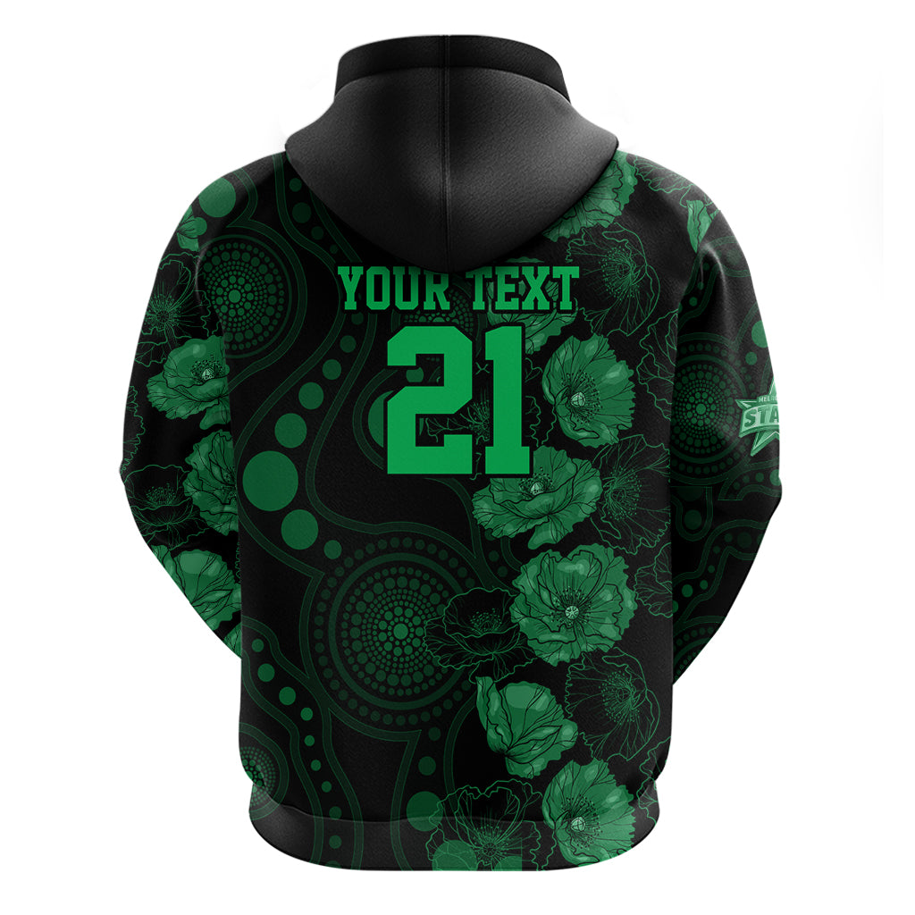 Stars Cricket Never Forget Custom Hoodie ANZAC Day with Poppy Aboriginal LT9 - Vibe Hoodie Shop