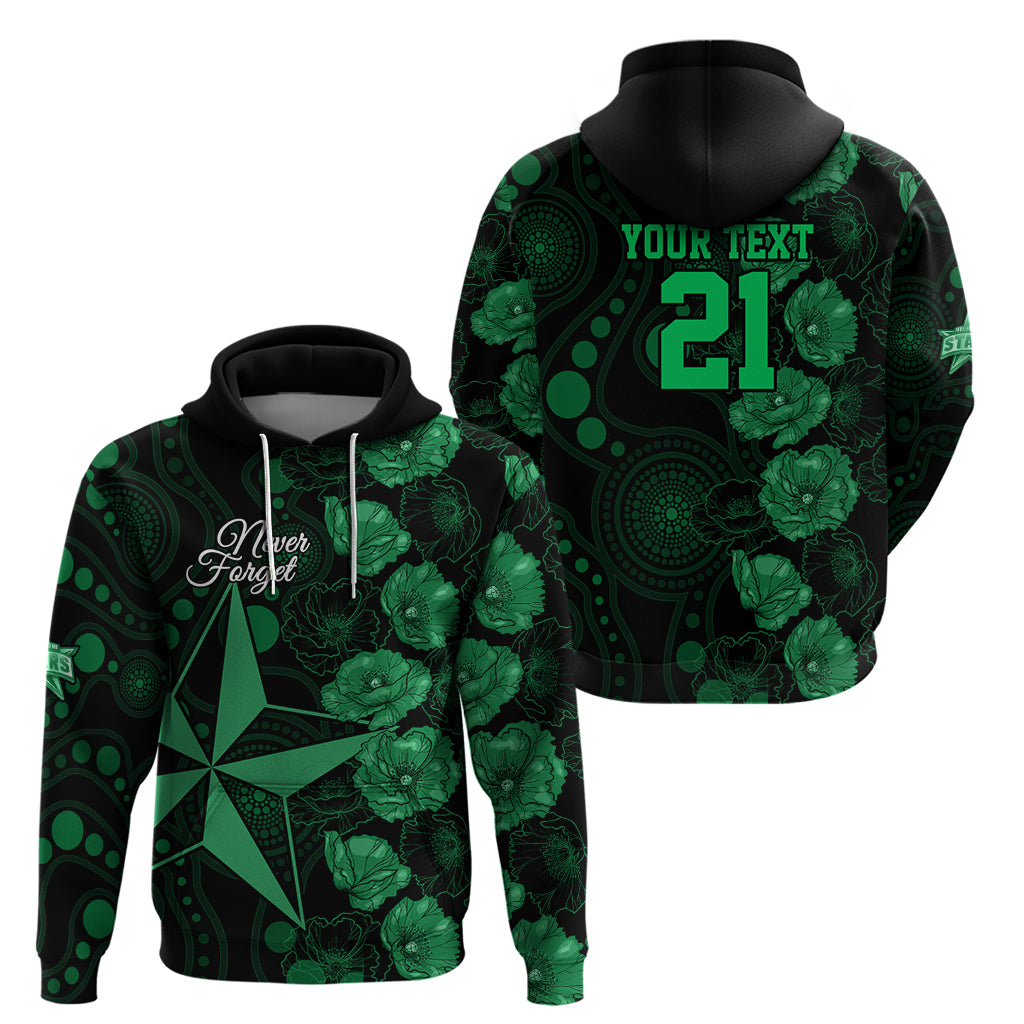 Stars Cricket Never Forget Custom Hoodie ANZAC Day with Poppy Aboriginal LT9 - Vibe Hoodie Shop