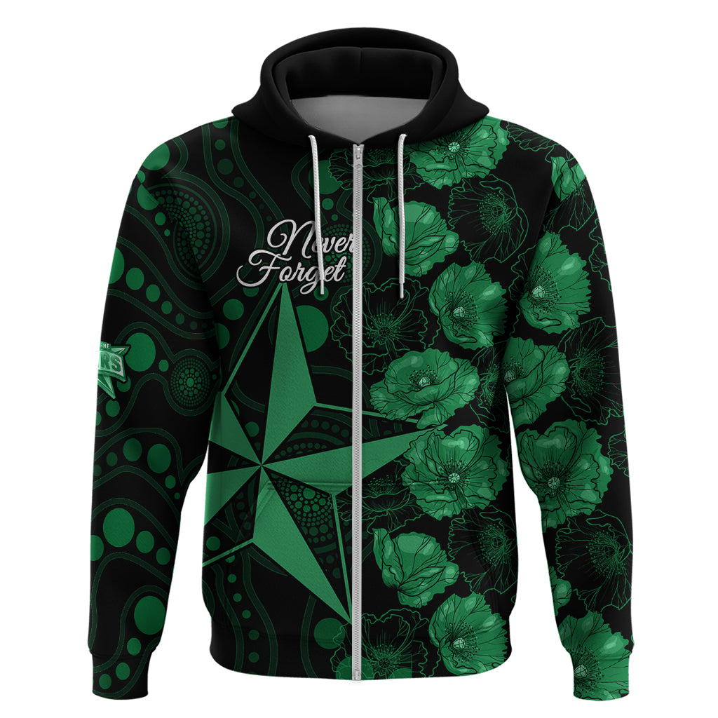 Stars Cricket Never Forget Custom Hoodie ANZAC Day with Poppy Aboriginal LT9 - Vibe Hoodie Shop