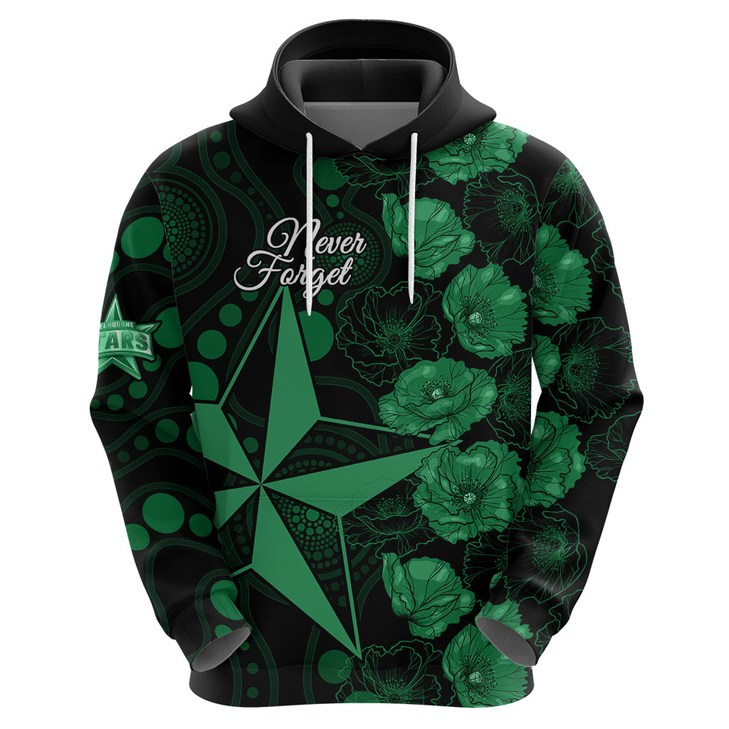 Stars Cricket Never Forget Custom Hoodie ANZAC Day with Poppy Aboriginal LT9 - Vibe Hoodie Shop