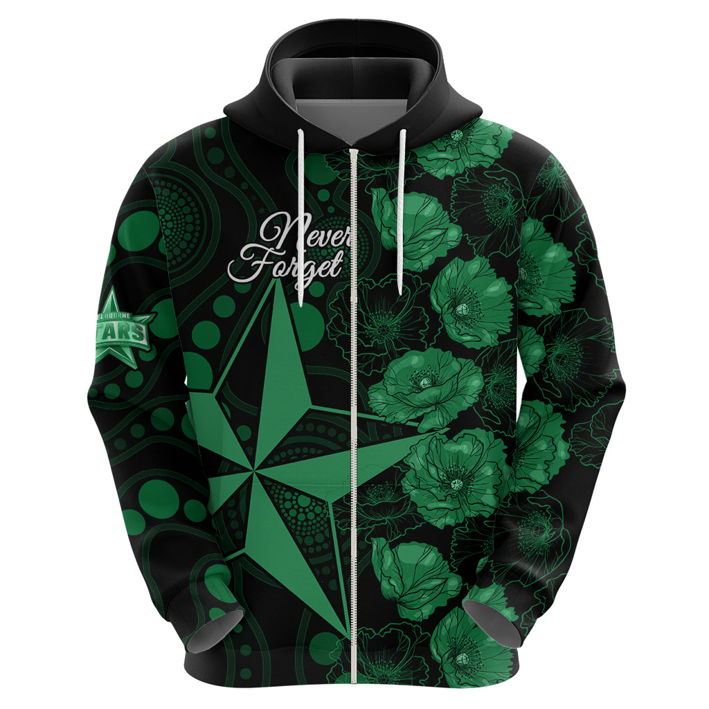 Stars Cricket Never Forget Custom Hoodie ANZAC Day with Poppy Aboriginal LT9 - Vibe Hoodie Shop