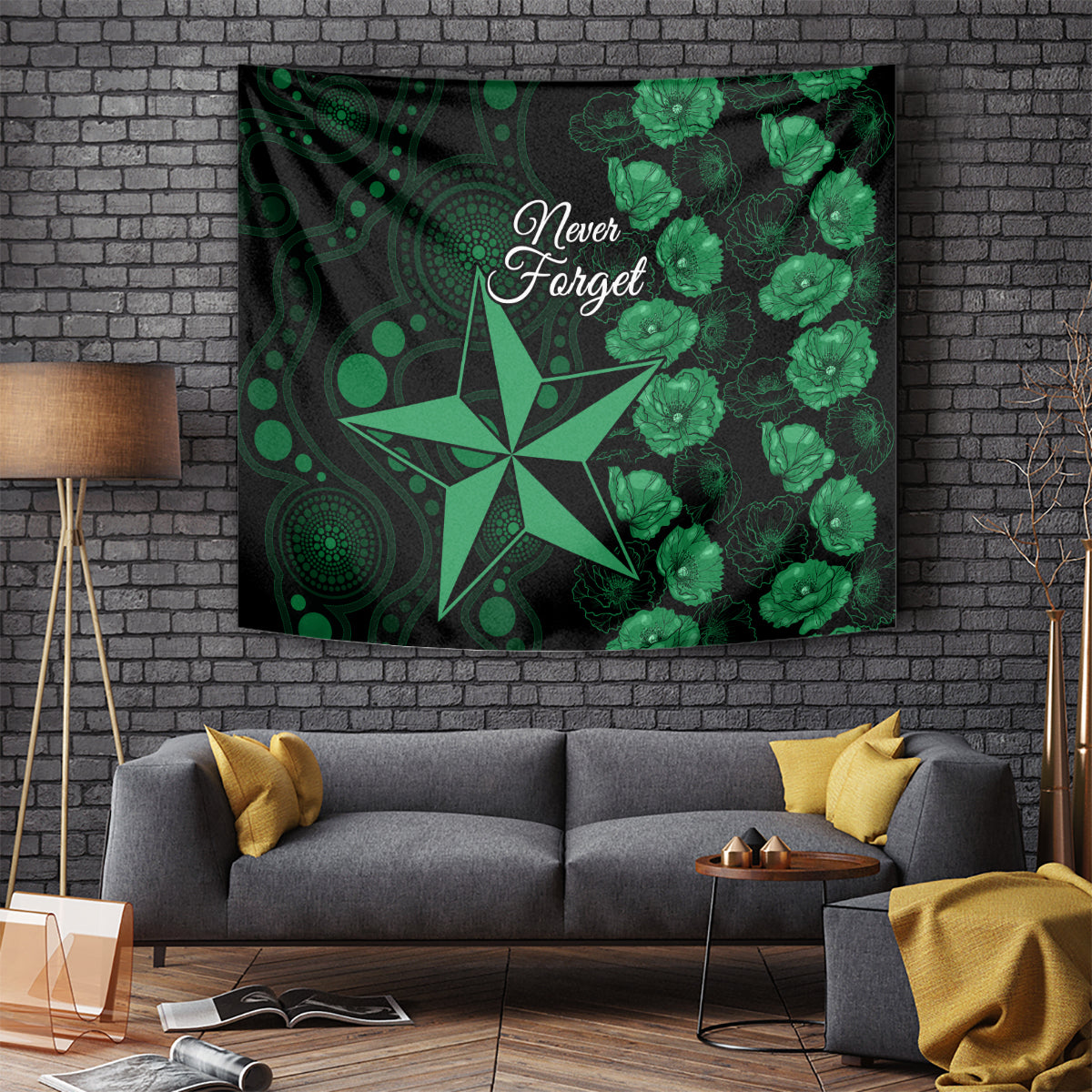 Stars Cricket Never Forget Custom Tapestry ANZAC Day with Poppy Aboriginal - Vibe Hoodie Shop