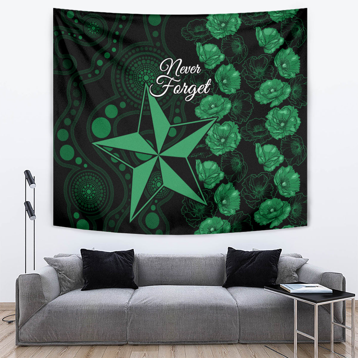 Stars Cricket Never Forget Custom Tapestry ANZAC Day with Poppy Aboriginal - Vibe Hoodie Shop