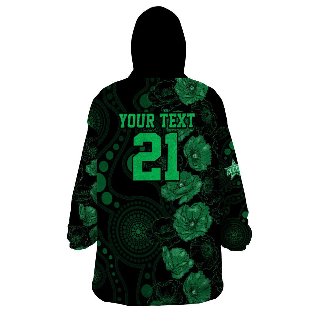 Stars Cricket Never Forget Custom Wearable Blanket Hoodie ANZAC Day with Poppy Aboriginal - Vibe Hoodie Shop