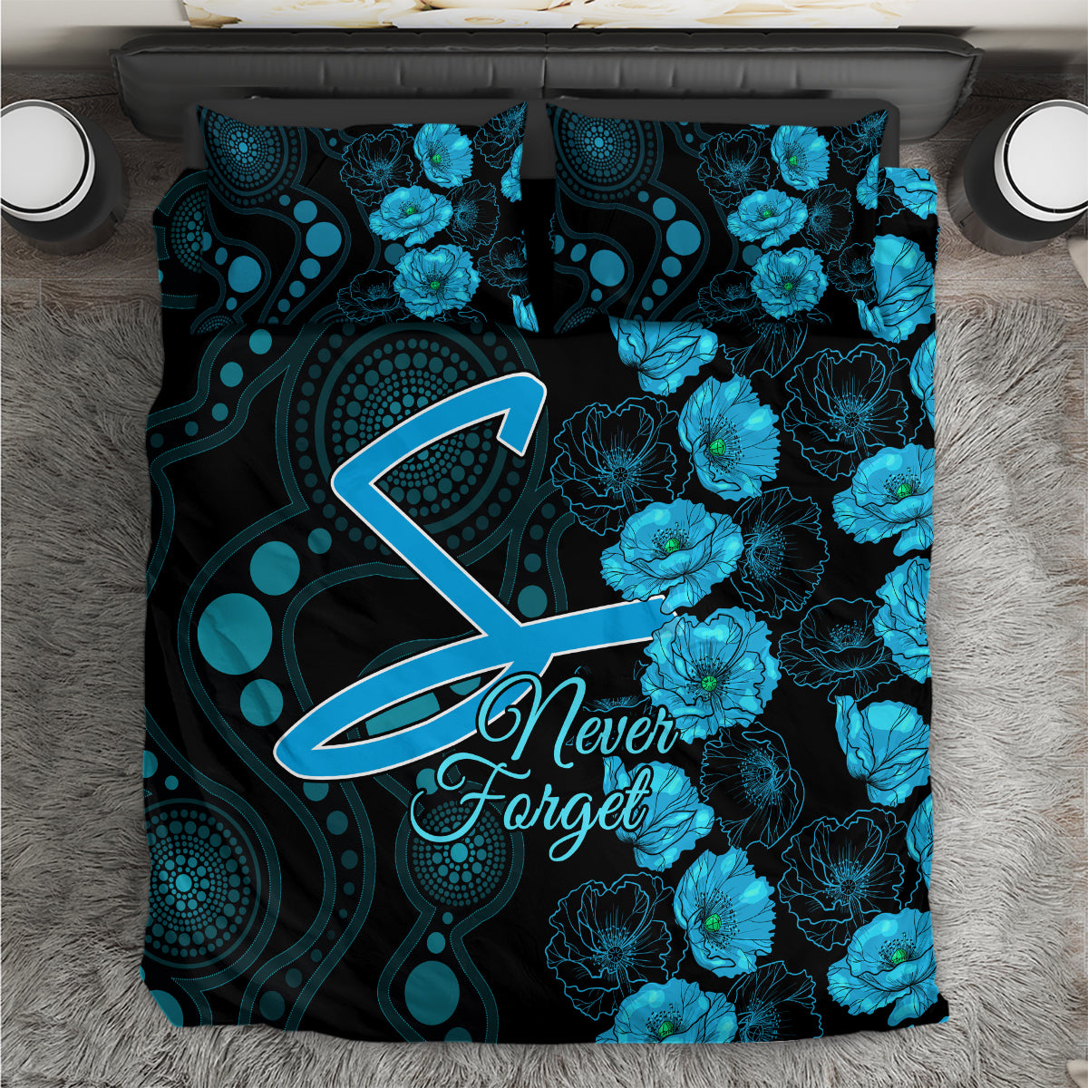 Strikers Cricket Never Forget Custom Bedding Set ANZAC Day with Poppy Aboriginal - Vibe Hoodie Shop