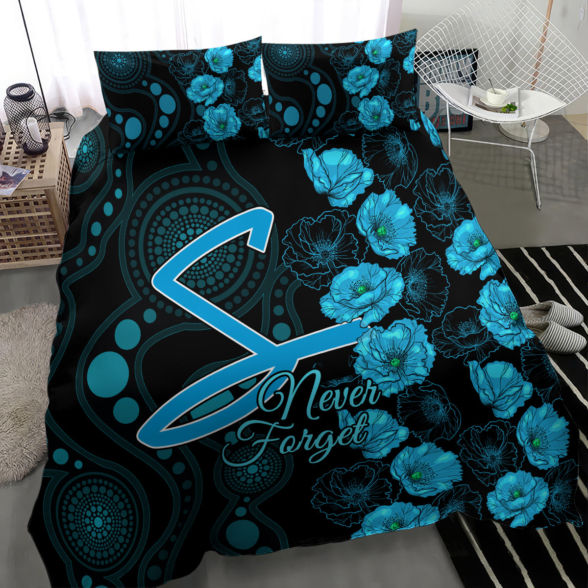Strikers Cricket Never Forget Custom Bedding Set ANZAC Day with Poppy Aboriginal - Vibe Hoodie Shop