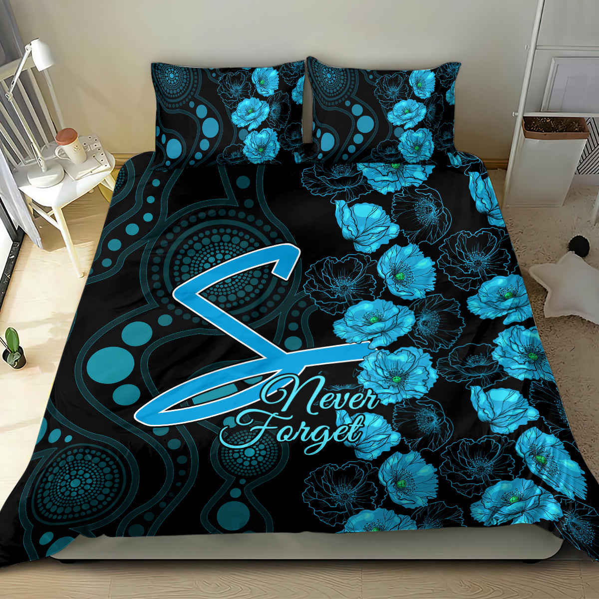 Strikers Cricket Never Forget Custom Bedding Set ANZAC Day with Poppy Aboriginal - Vibe Hoodie Shop