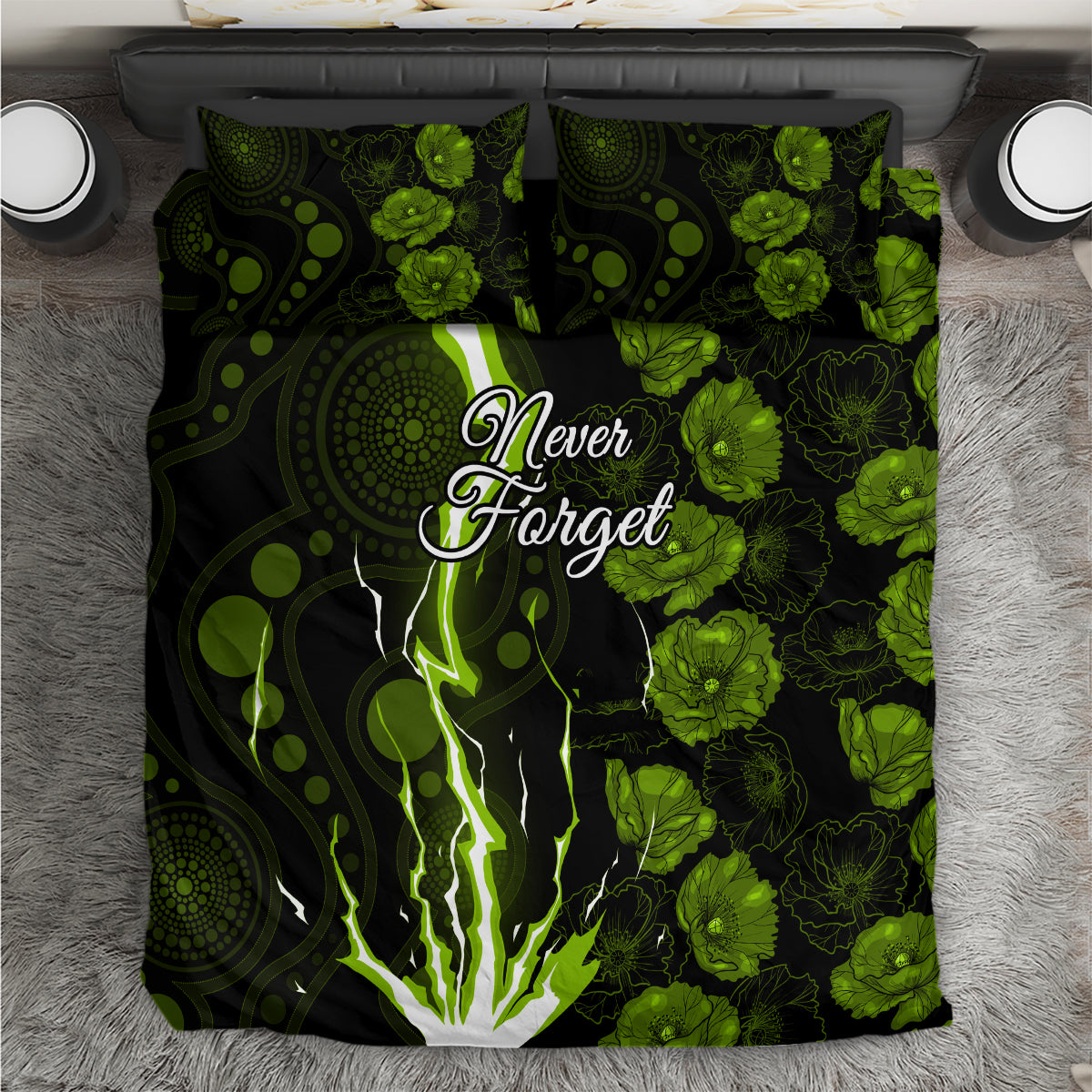 Thunder Cricket Never Forget Custom Bedding Set ANZAC Day with Poppy Aboriginal - Vibe Hoodie Shop