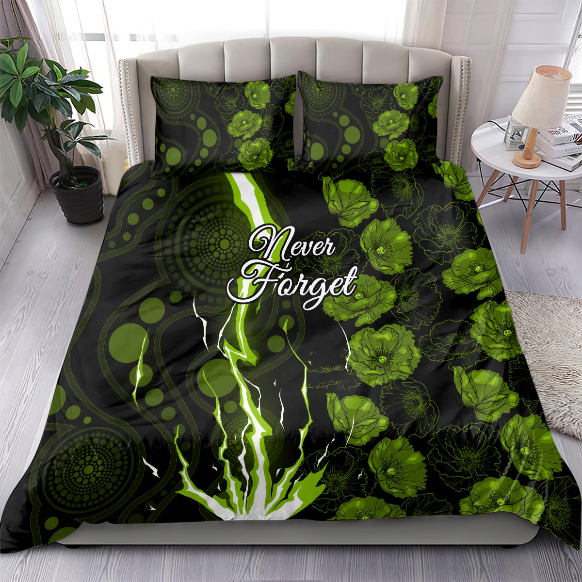 Thunder Cricket Never Forget Custom Bedding Set ANZAC Day with Poppy Aboriginal - Vibe Hoodie Shop