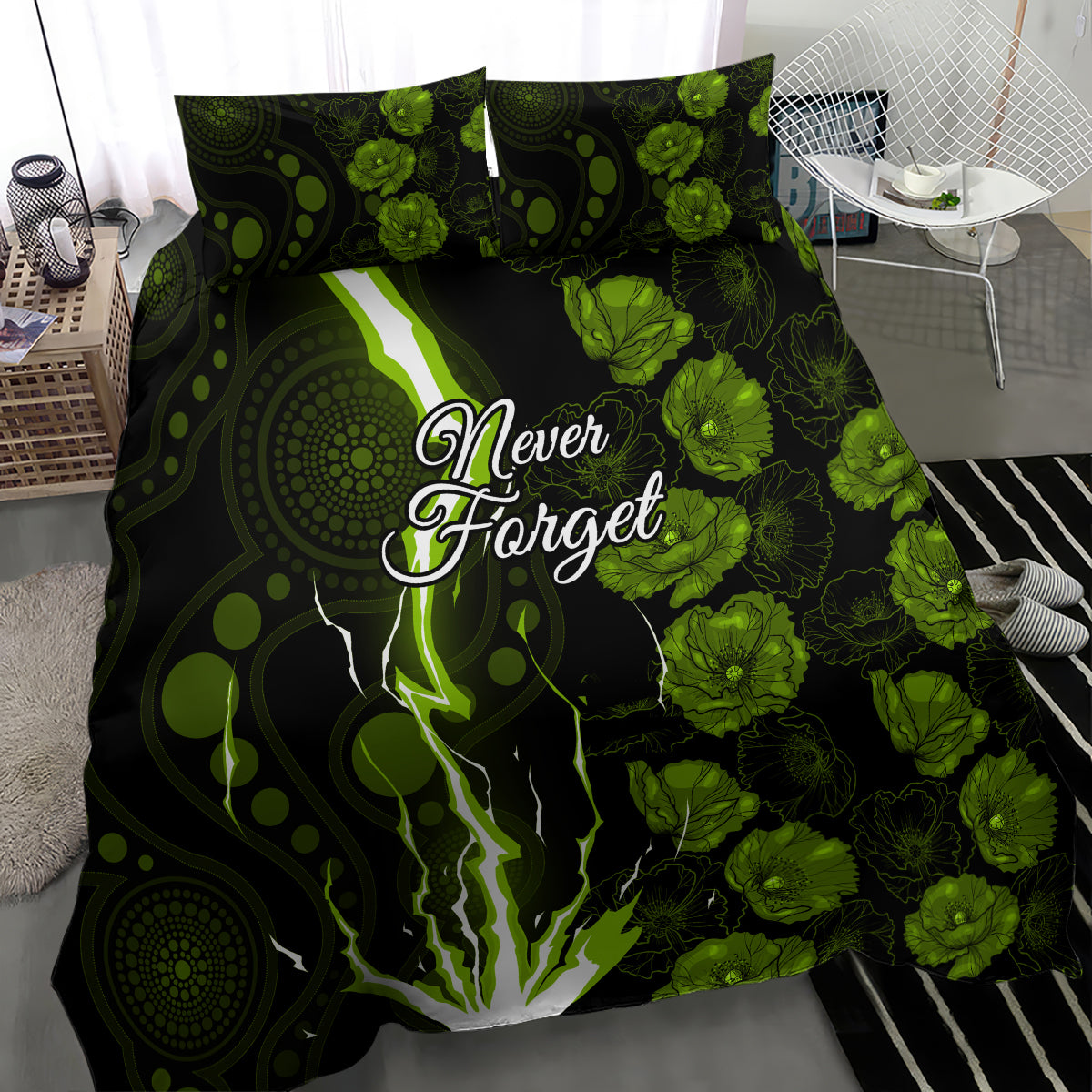 Thunder Cricket Never Forget Custom Bedding Set ANZAC Day with Poppy Aboriginal - Vibe Hoodie Shop