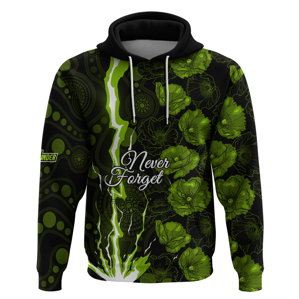 Thunder Cricket Never Forget Custom Hoodie ANZAC Day with Poppy Aboriginal LT9 - Vibe Hoodie Shop