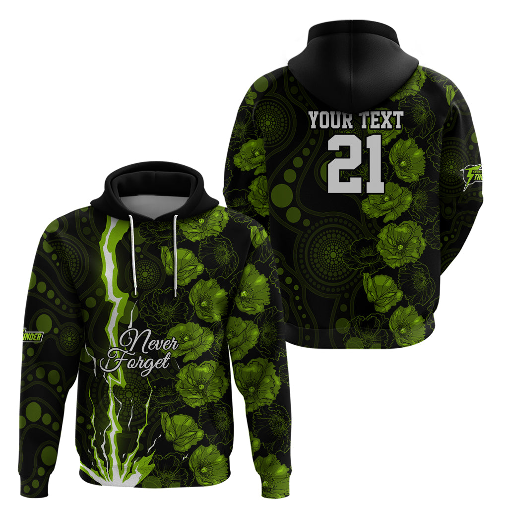 Thunder Cricket Never Forget Custom Hoodie ANZAC Day with Poppy Aboriginal LT9 - Vibe Hoodie Shop