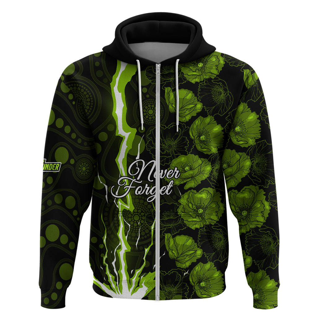Thunder Cricket Never Forget Custom Hoodie ANZAC Day with Poppy Aboriginal LT9 - Vibe Hoodie Shop