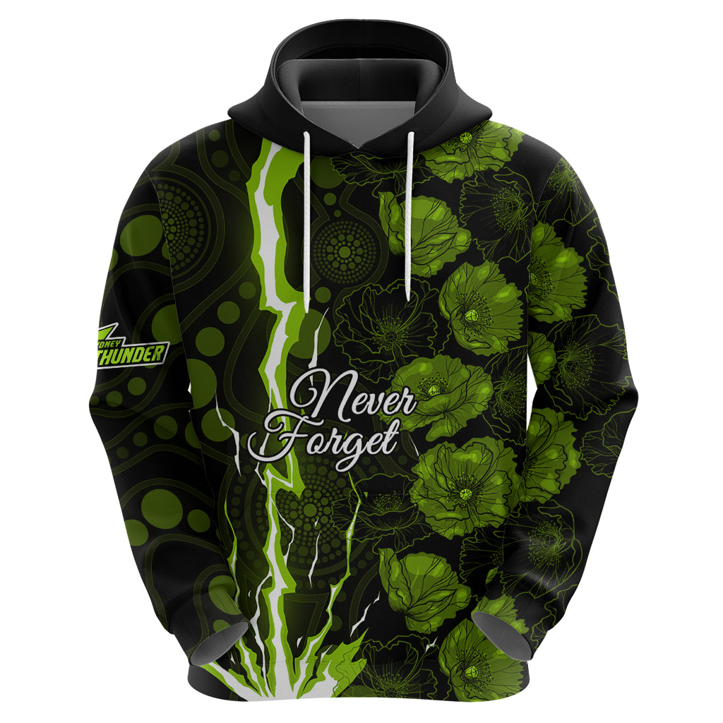Thunder Cricket Never Forget Custom Hoodie ANZAC Day with Poppy Aboriginal LT9 - Vibe Hoodie Shop