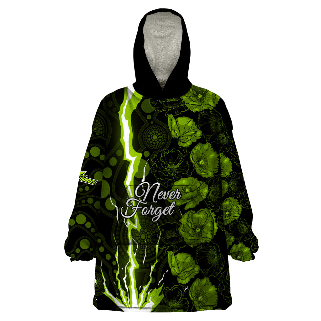 Thunder Cricket Never Forget Custom Wearable Blanket Hoodie ANZAC Day with Poppy Aboriginal - Vibe Hoodie Shop