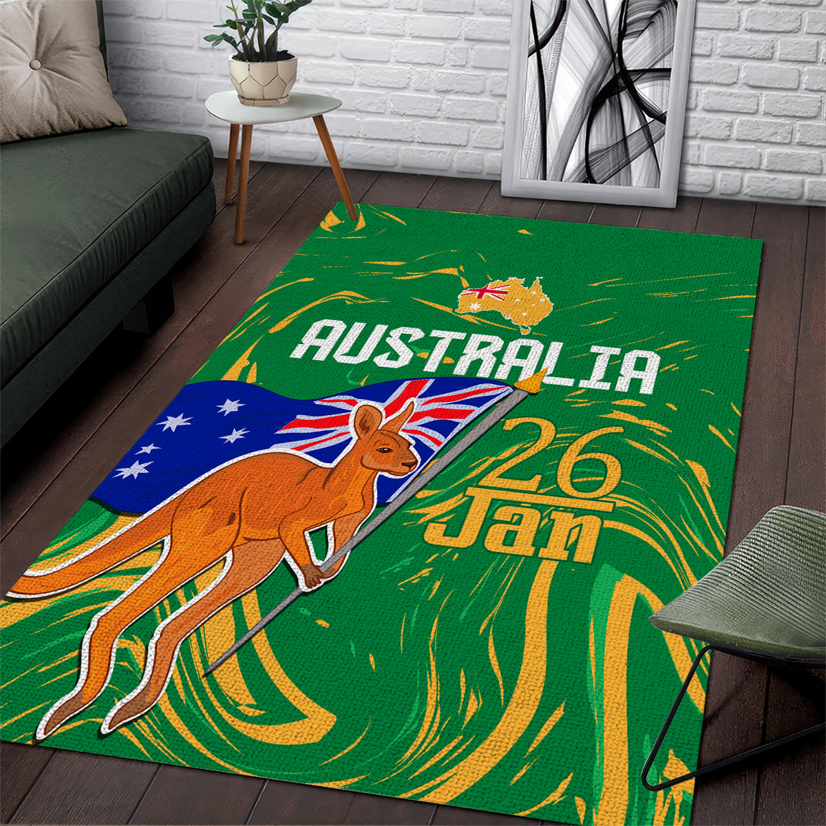 Proud To Be Australia Day Area Rug Kangaroo with National Color - Vibe Hoodie Shop