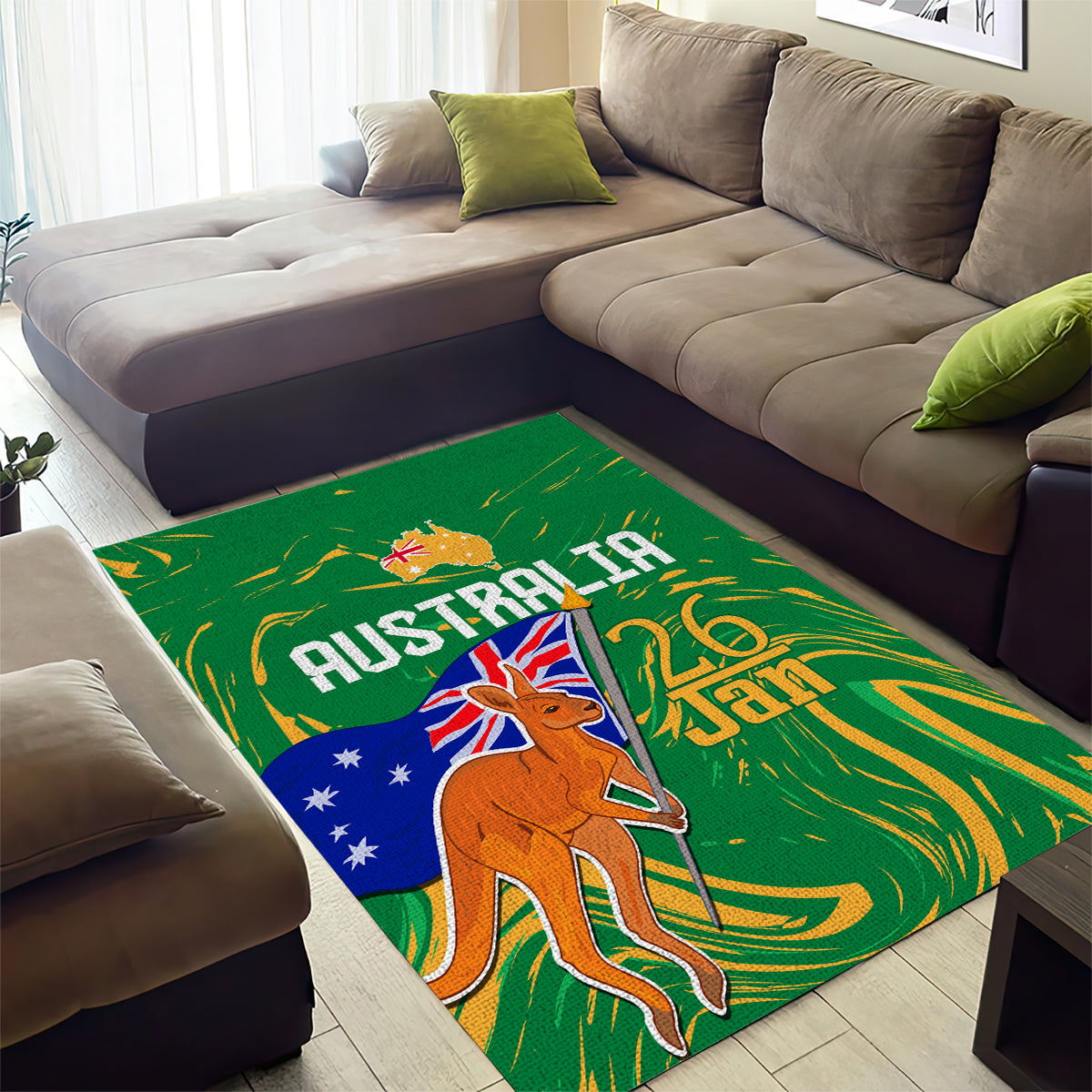 Proud To Be Australia Day Area Rug Kangaroo with National Color - Vibe Hoodie Shop