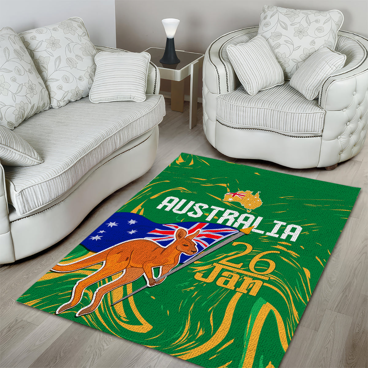 Proud To Be Australia Day Area Rug Kangaroo with National Color - Vibe Hoodie Shop