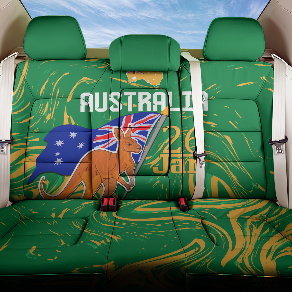 Proud To Be Australia Day Back Car Seat Cover Kangaroo with National Color LT9