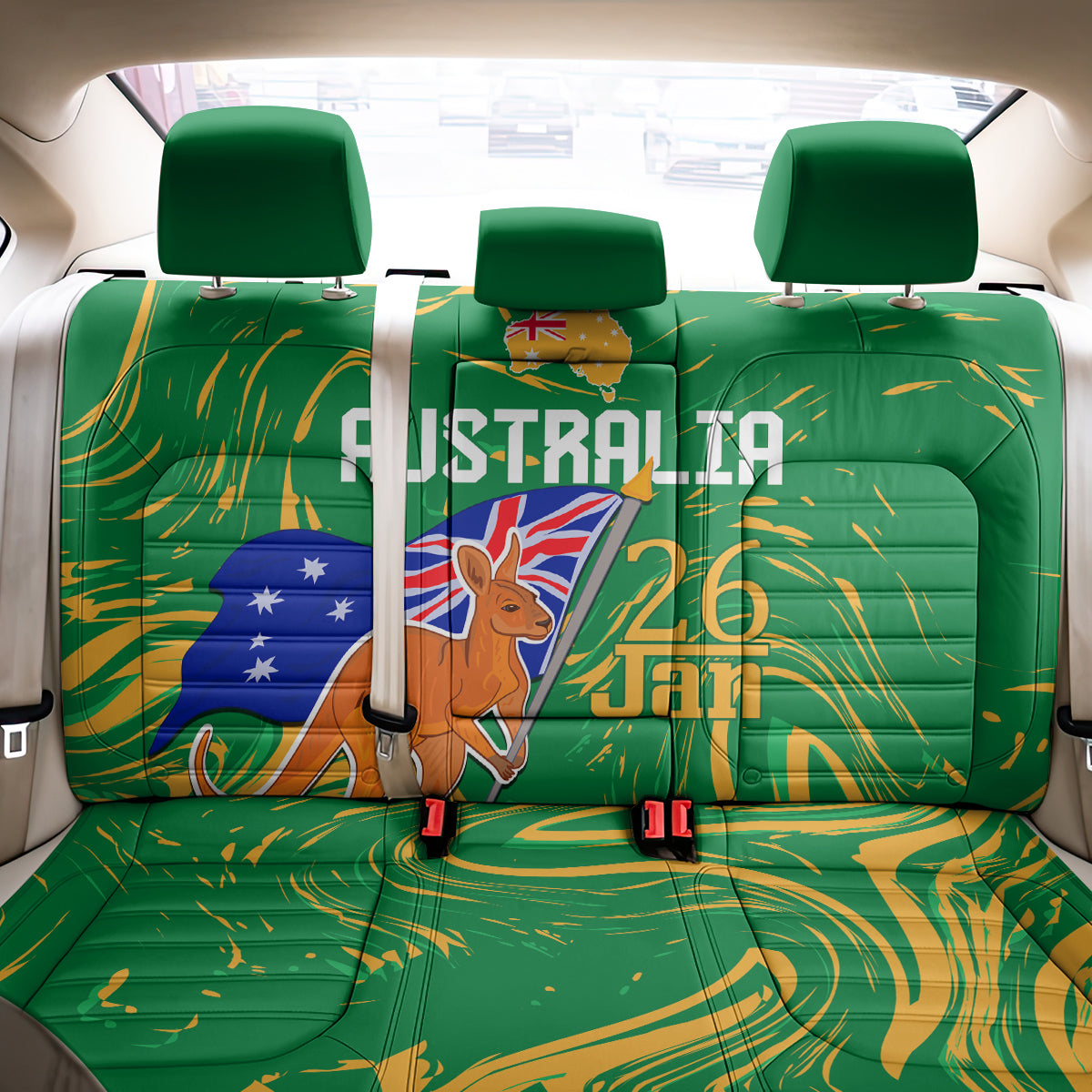 Proud To Be Australia Day Back Car Seat Cover Kangaroo with National Color LT9