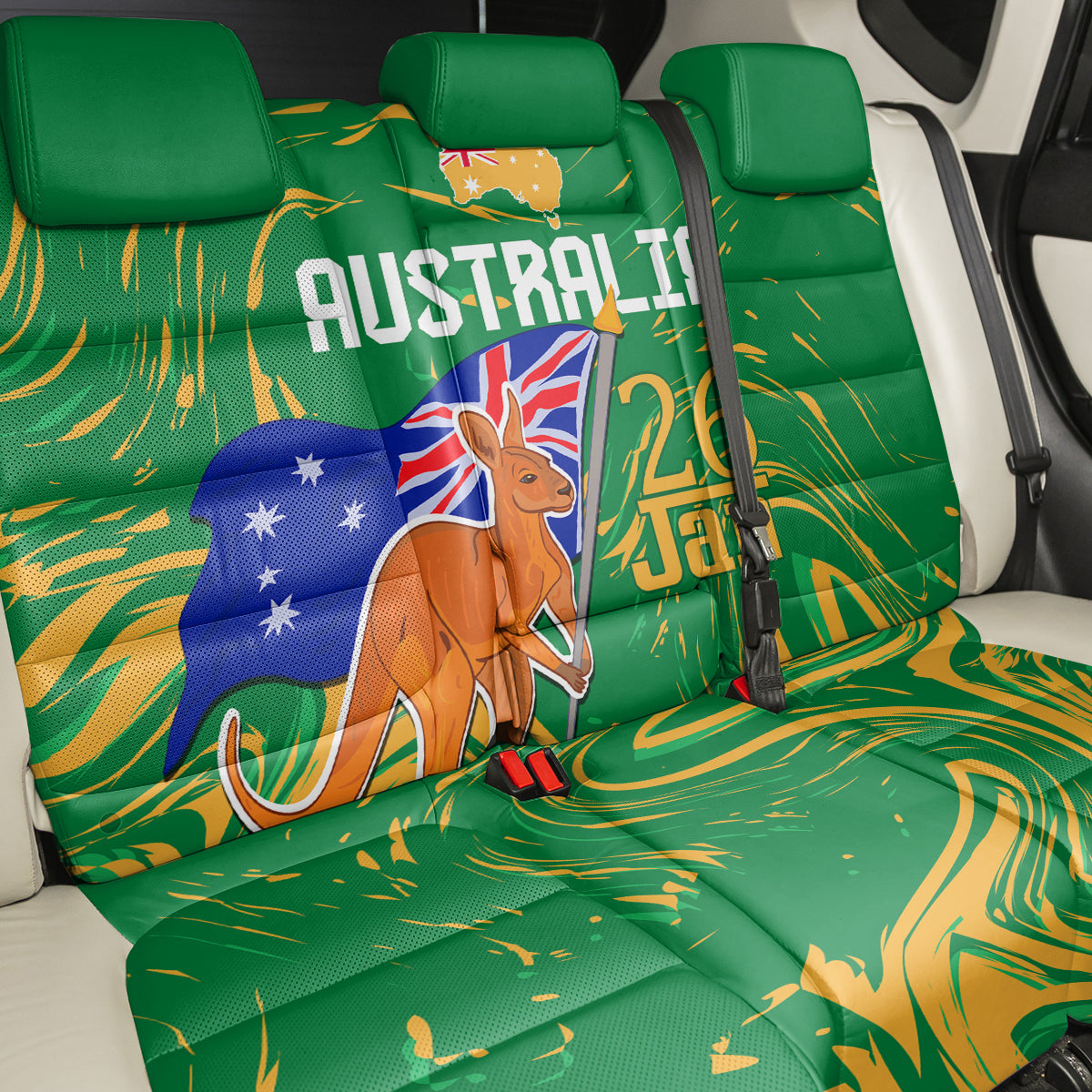 Proud To Be Australia Day Back Car Seat Cover Kangaroo with National Color LT9