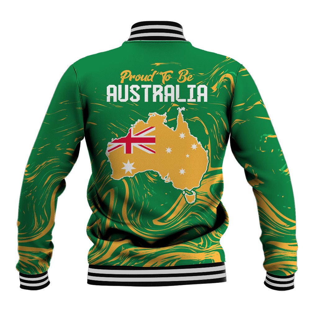 Proud To Be Australia Day Baseball Jacket Kangaroo with National Color - Vibe Hoodie Shop