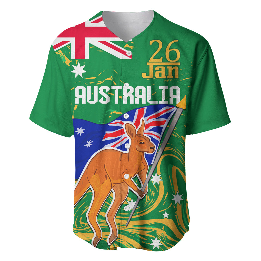 Proud To Be Australia Day Baseball Jersey Kangaroo with National Color - Vibe Hoodie Shop