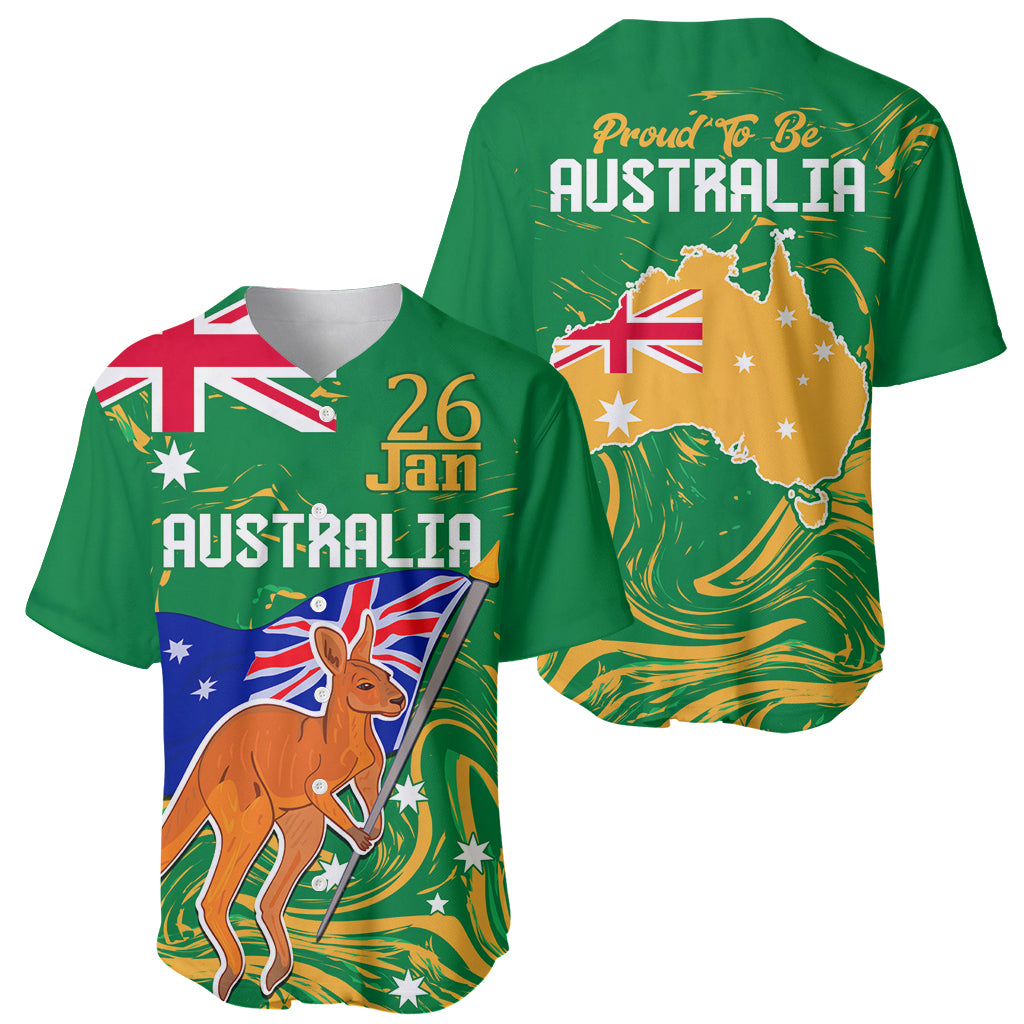 Proud To Be Australia Day Baseball Jersey Kangaroo with National Color - Vibe Hoodie Shop