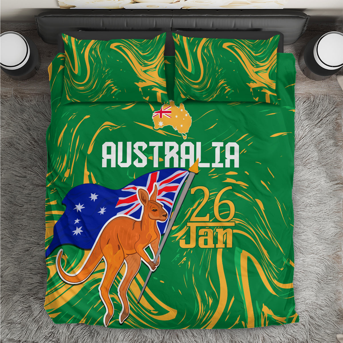 Proud To Be Australia Day Bedding Set Kangaroo with National Color - Vibe Hoodie Shop