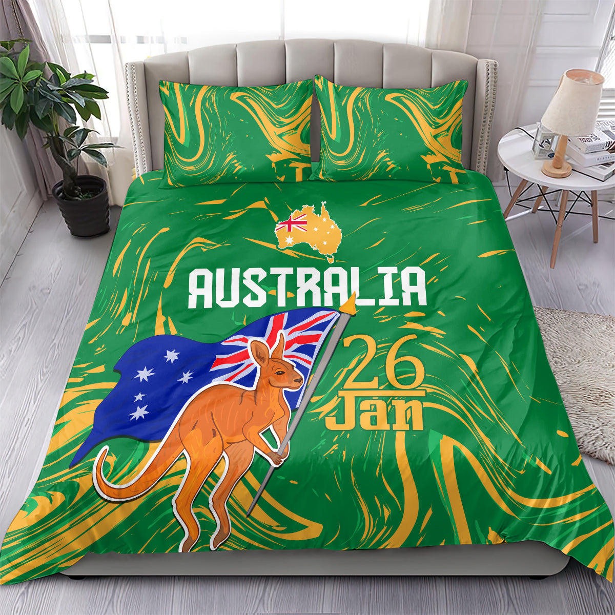 Proud To Be Australia Day Bedding Set Kangaroo with National Color - Vibe Hoodie Shop