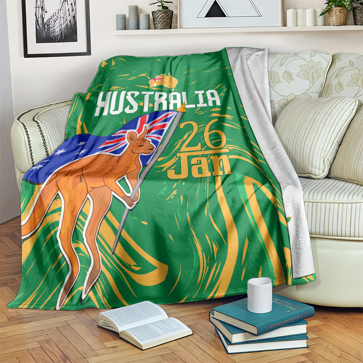 Proud To Be Australia Day Blanket Kangaroo with National Color - Vibe Hoodie Shop