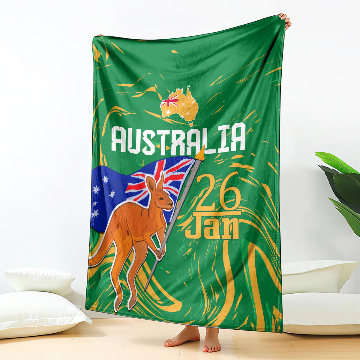 Proud To Be Australia Day Blanket Kangaroo with National Color - Vibe Hoodie Shop