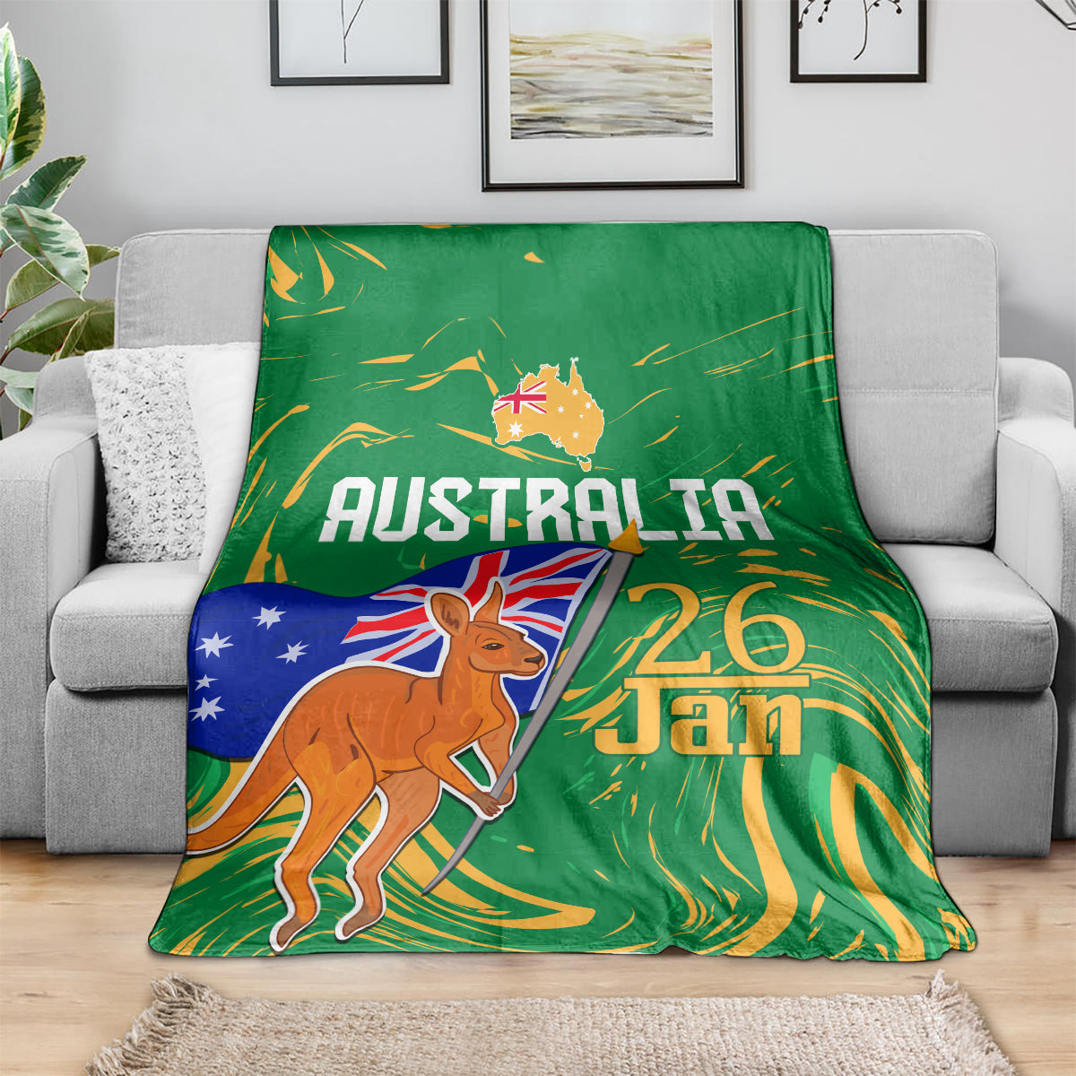 Proud To Be Australia Day Blanket Kangaroo with National Color - Vibe Hoodie Shop