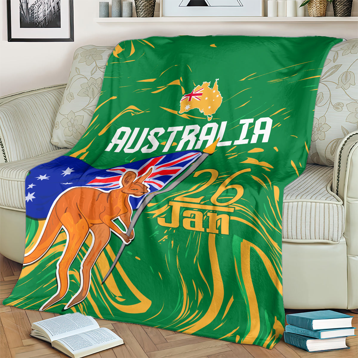 Proud To Be Australia Day Blanket Kangaroo with National Color - Vibe Hoodie Shop