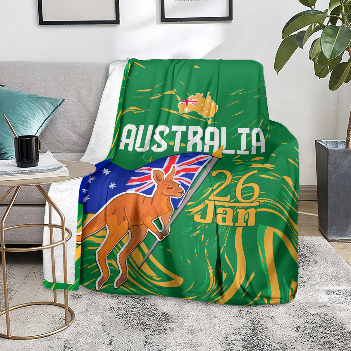 Proud To Be Australia Day Blanket Kangaroo with National Color - Vibe Hoodie Shop