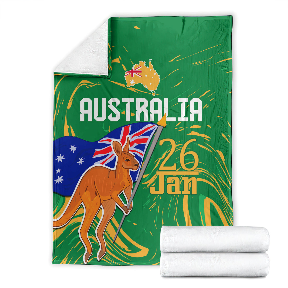 Proud To Be Australia Day Blanket Kangaroo with National Color - Vibe Hoodie Shop