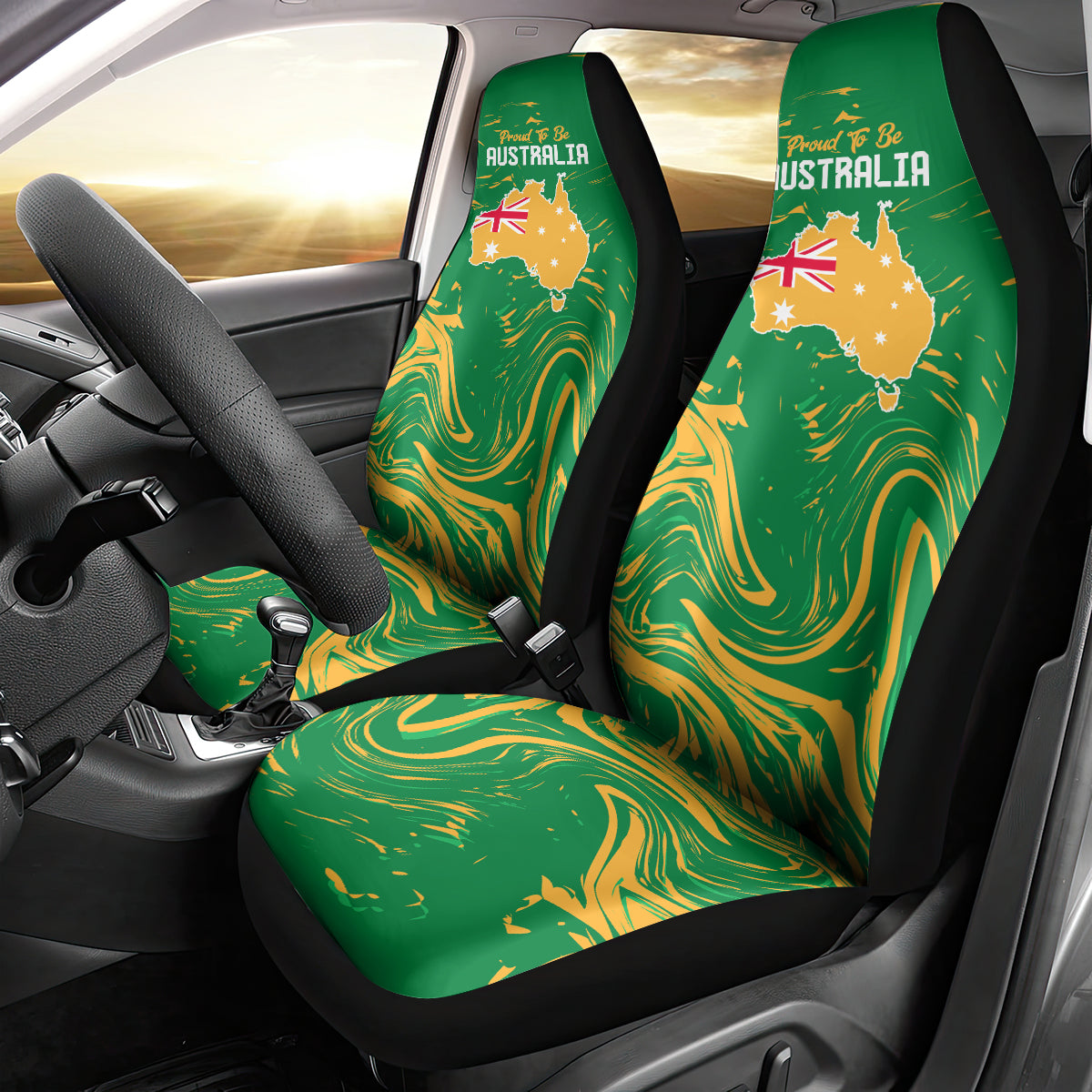 Proud To Be Australia Day Car Seat Cover Kangaroo with National Color - Vibe Hoodie Shop