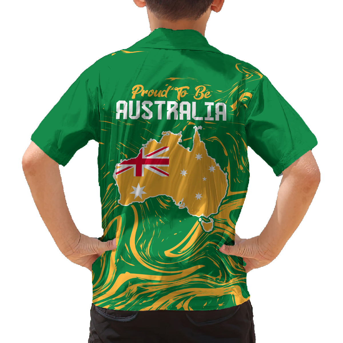 Proud To Be Australia Day Family Matching Long Sleeve Bodycon Dress and Hawaiian Shirt Kangaroo with National Color