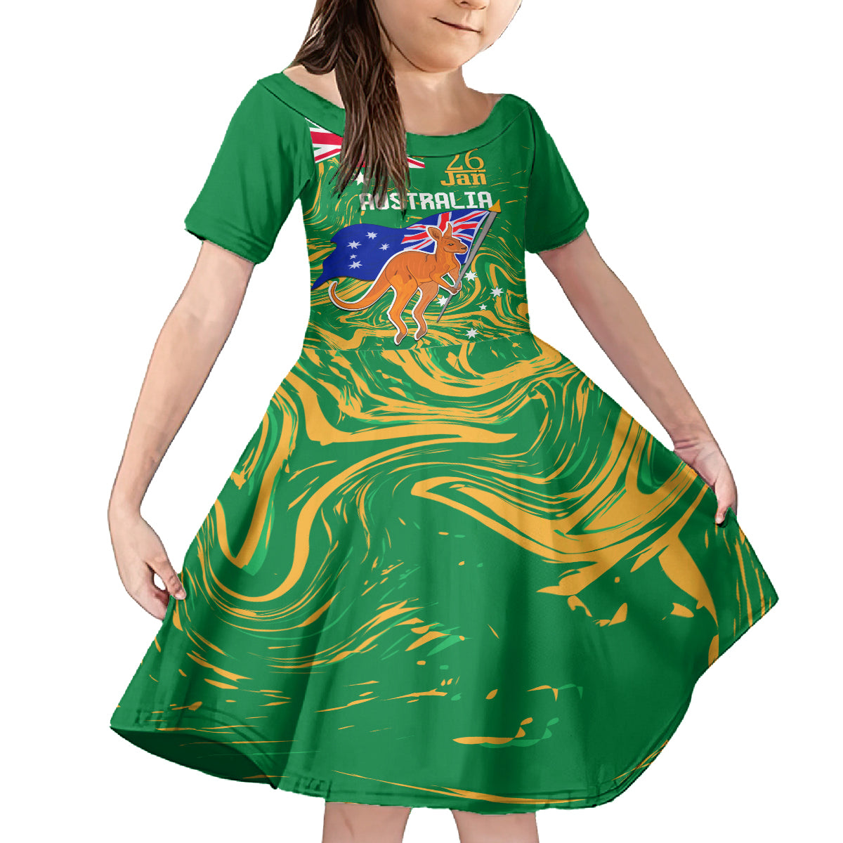 Proud To Be Australia Day Family Matching Long Sleeve Bodycon Dress and Hawaiian Shirt Kangaroo with National Color