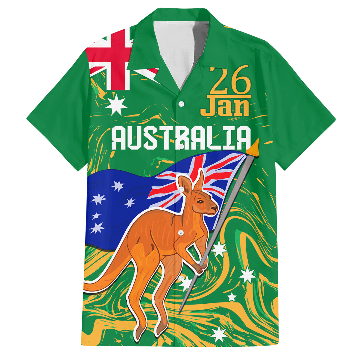 Proud To Be Australia Day Family Matching Long Sleeve Bodycon Dress and Hawaiian Shirt Kangaroo with National Color