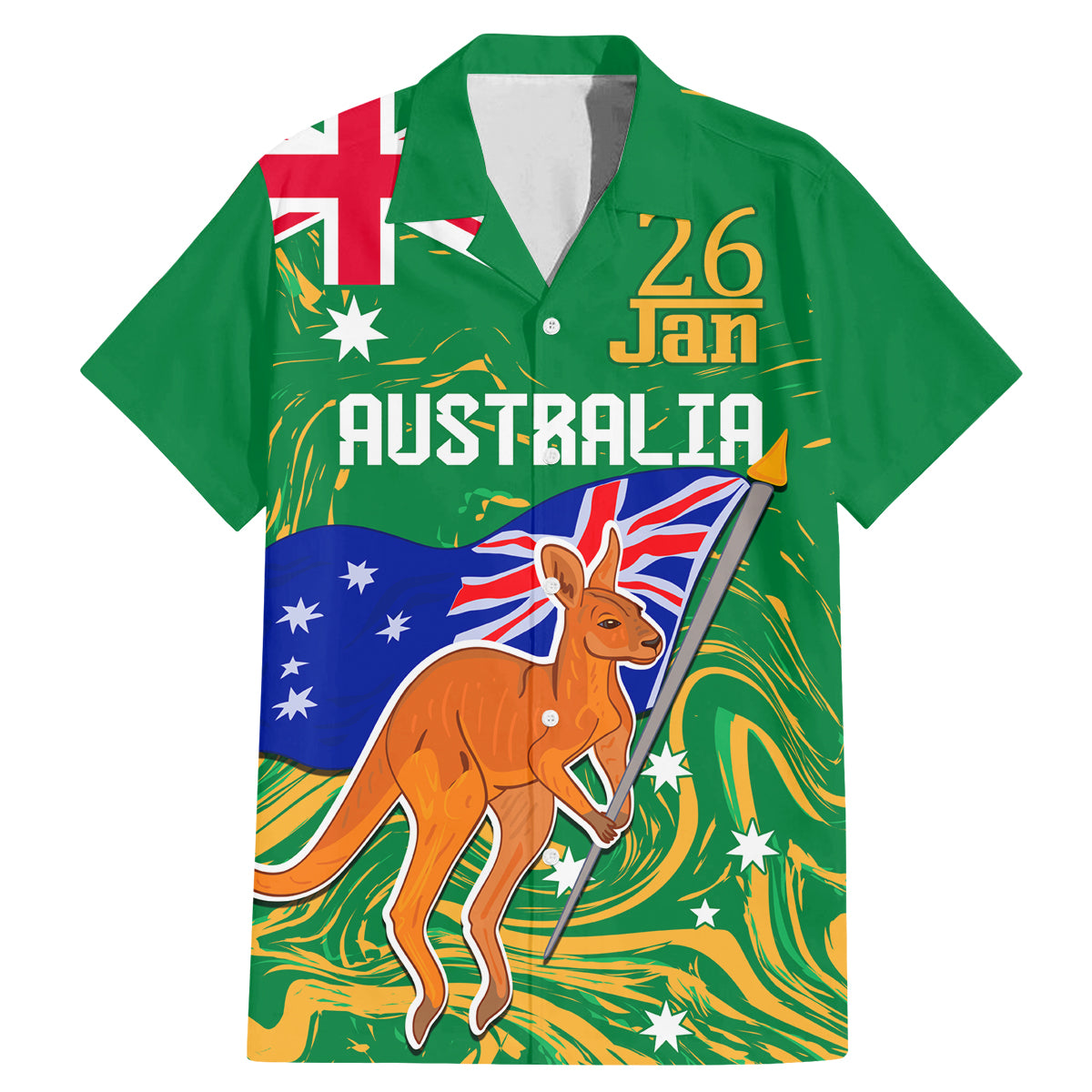 Proud To Be Australia Day Family Matching Mermaid Dress and Hawaiian Shirt Kangaroo with National Color