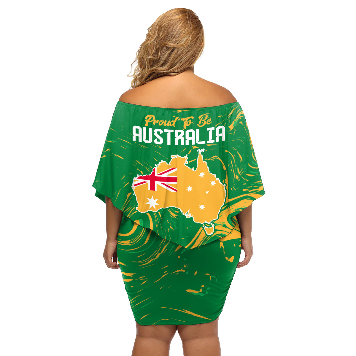 Proud To Be Australia Day Family Matching Off Shoulder Short Dress and Hawaiian Shirt Kangaroo with National Color