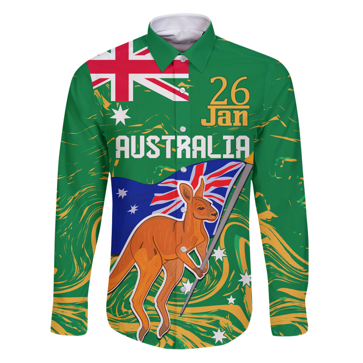 Proud To Be Australia Day Family Matching Puletasi and Hawaiian Shirt Kangaroo with National Color