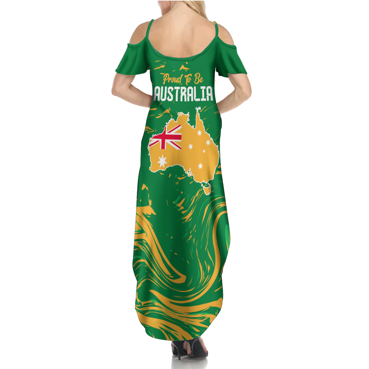 Proud To Be Australia Day Family Matching Summer Maxi Dress and Hawaiian Shirt Kangaroo with National Color