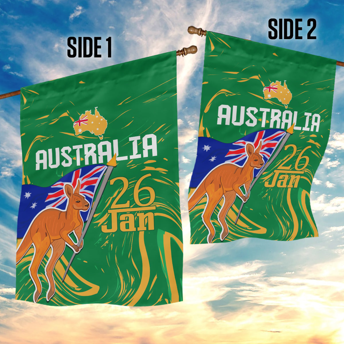 Proud To Be Australia Day Garden Flag Kangaroo with National Color - Vibe Hoodie Shop