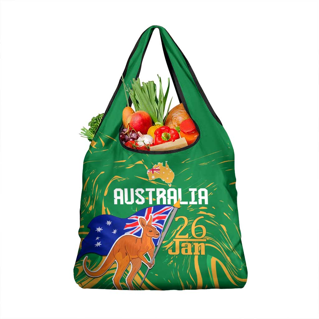 Proud To Be Australia Day Grocery Bag Kangaroo with National Color